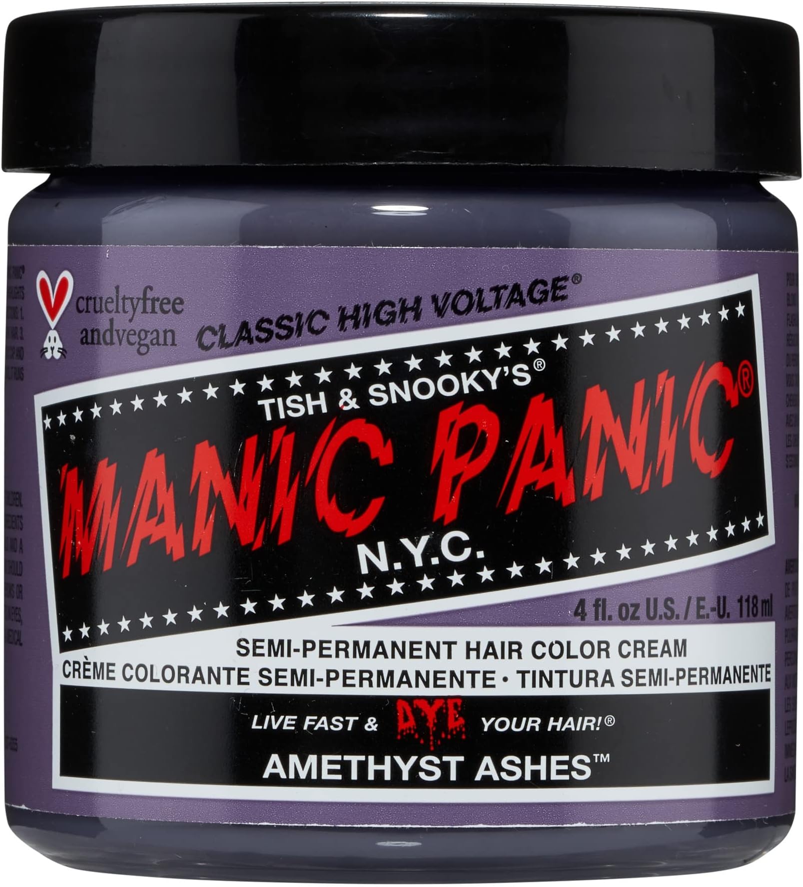 Classic Amethyst Ashes Semi Permanent Hair Color - Purple-Toned Smoky Grey Hair Dye for Women & Men That Lasts 4-6 Weeks - Vegan, Ammonia & Cruelty-Free - Create & Mix Custom Shades (4oz)