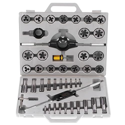 Juego de 45 piezas de machos y troqueles maestros, incluye grifo de alambre y tamaño métrico M6 a M24, roscas de tubo cilíndrico fino55, kit de