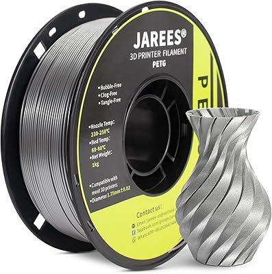 17 – JAREES PETG Filament 1.75mm for 3D Printer, Metal-Like Consumable 1kg (2.2lbs) 1 Spool, Chrome Metallic Finish PETG High Speed 3D Printer Fi…