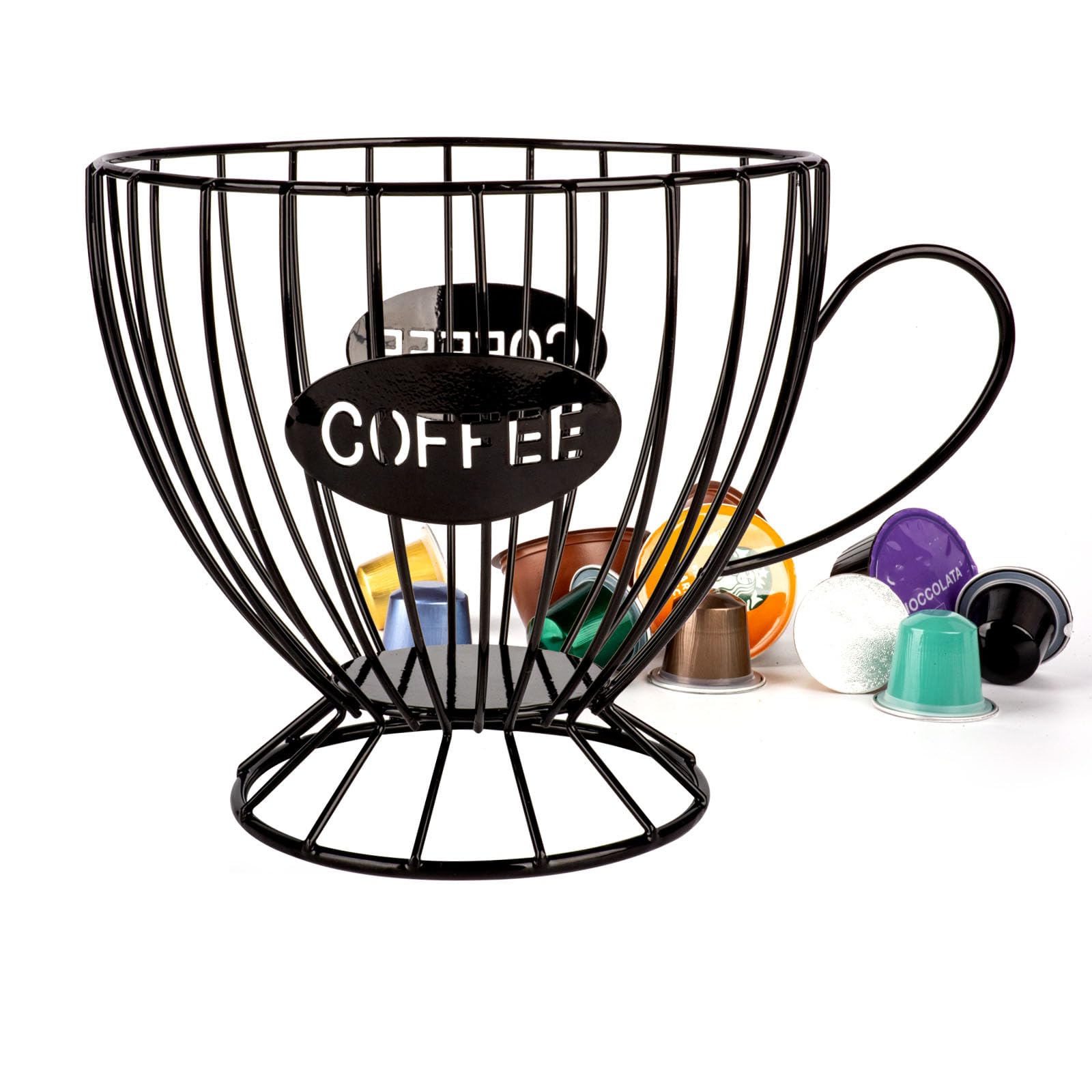 Cesta de Almacenamiento para Cápsulas de Café,Organizador de Cafe Soporte para Cápsulas de Café,Porta Capsulas Cafe, para Guardar Cápsulas de Café y Frutas (Negro)