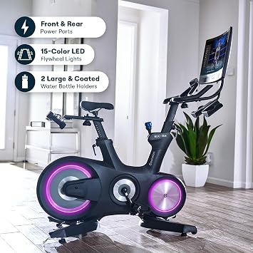 Echelon Connect EX-8s Smart Exercise Bike with 24 Inch HD Touchscreen, LED Flywheel, Bluetooth, 32 Resistance Levels, SPD Pedals, USB Port, Dumbbell Holders & Free 30-Day Echelon Fit App Membership