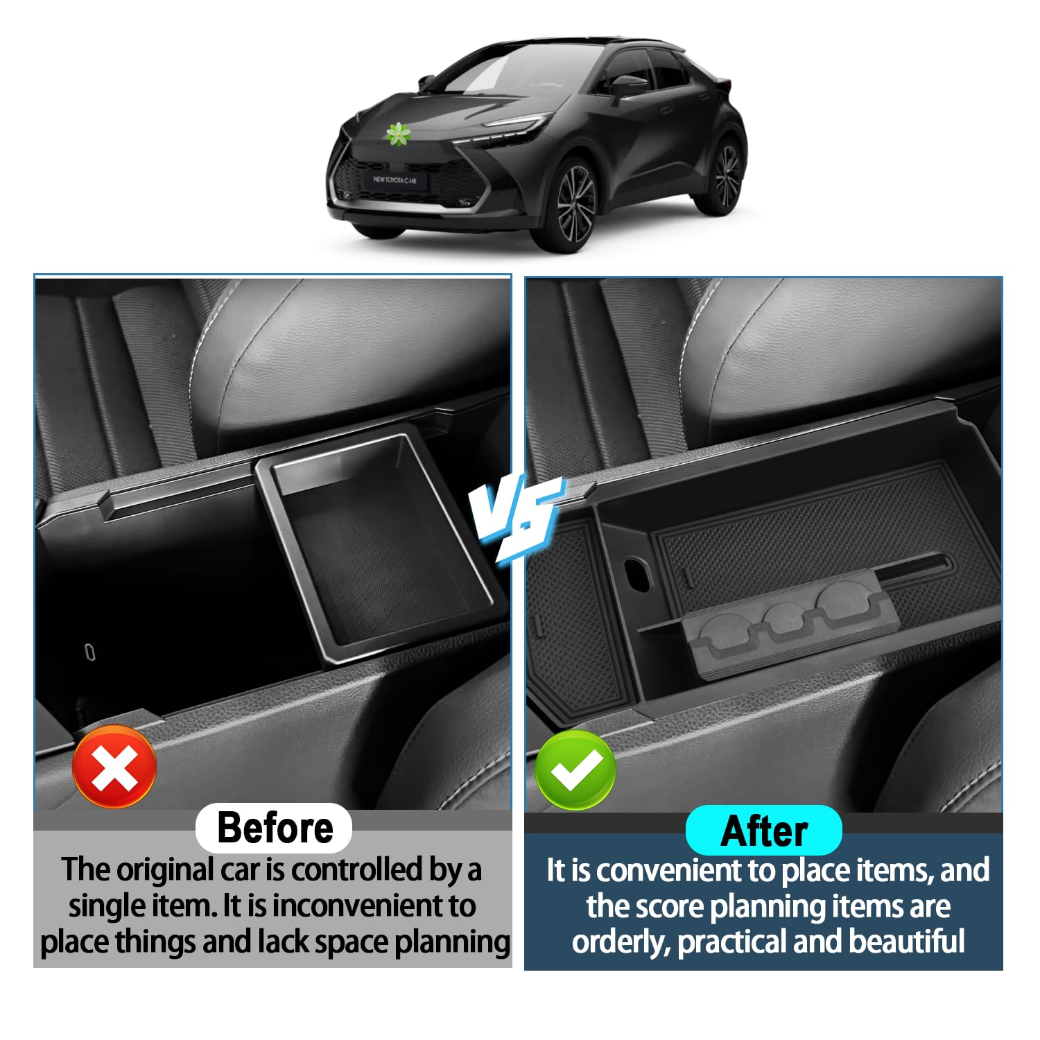 Produktbild von Mittelkonsole Aufbewahrungsbox Für Toyota Corolla E210 (2019-2025) – Organizer-Tray Für Armlehne, Aus ABS, Rutschfeste Einlage