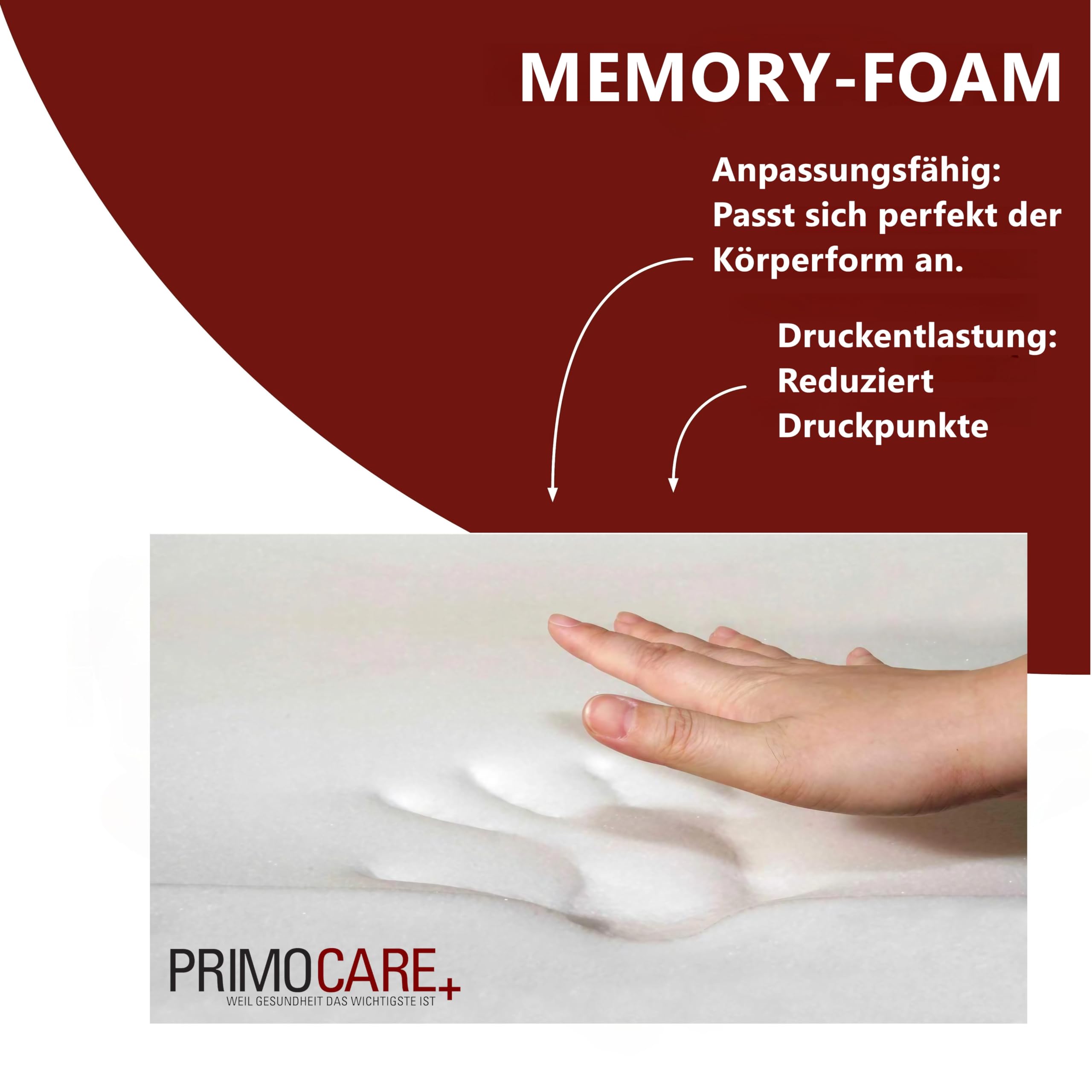 PrimoLiving Orthopädisches Memory-Schaum Sitzkissen - 10 cm Sitzerhöhung - 40x40x10 cm Aufstehhilfe - festes Sitzkissen