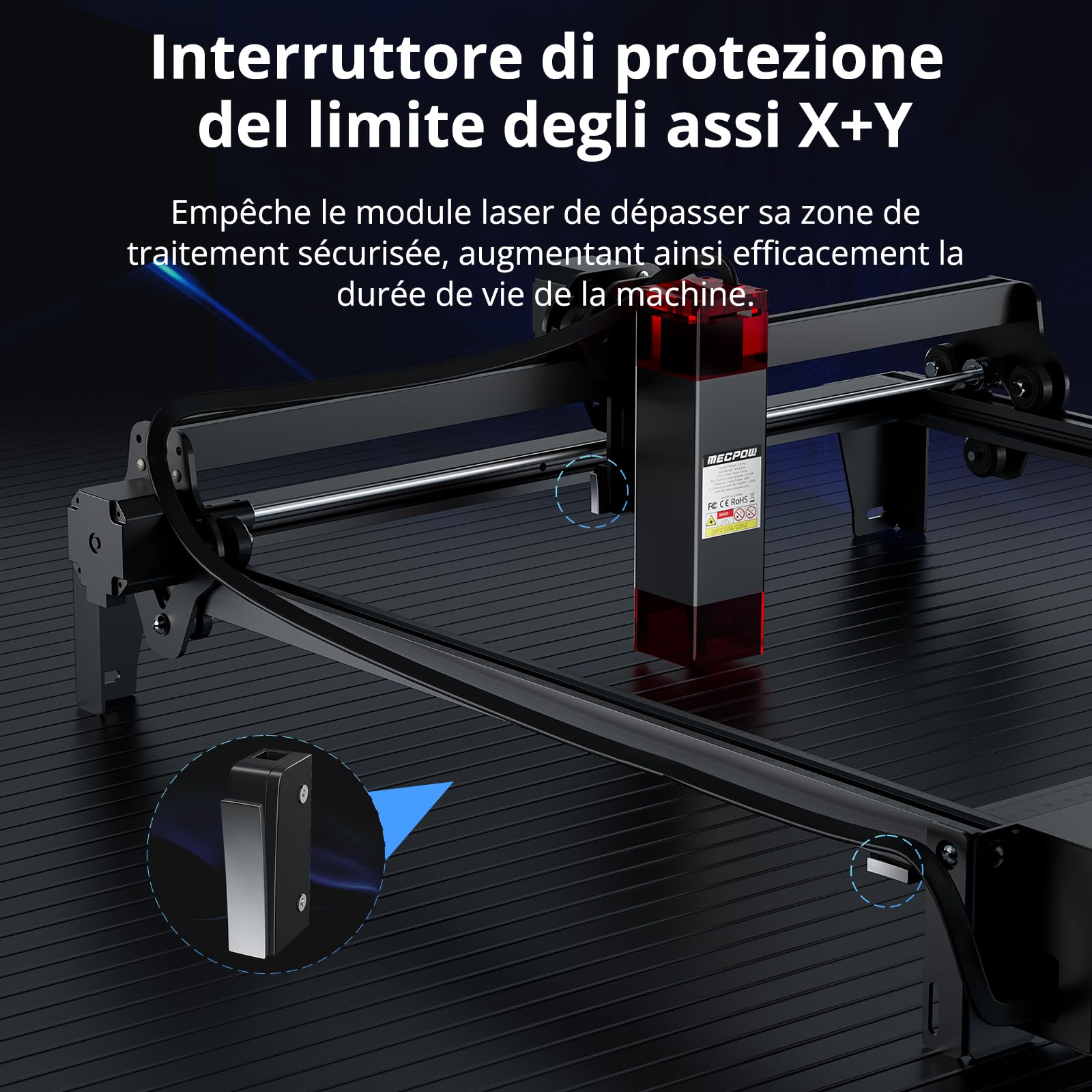 X3Pro Incisore Laser con Kit di Assistenza ad Aria - Taglio Laser 10W per Metallo e Legno, Laser Engraver con Stop di Emergenza, Rilevamento Fiamma e Giroscopio, Area di Lavoro 410 x 400mm