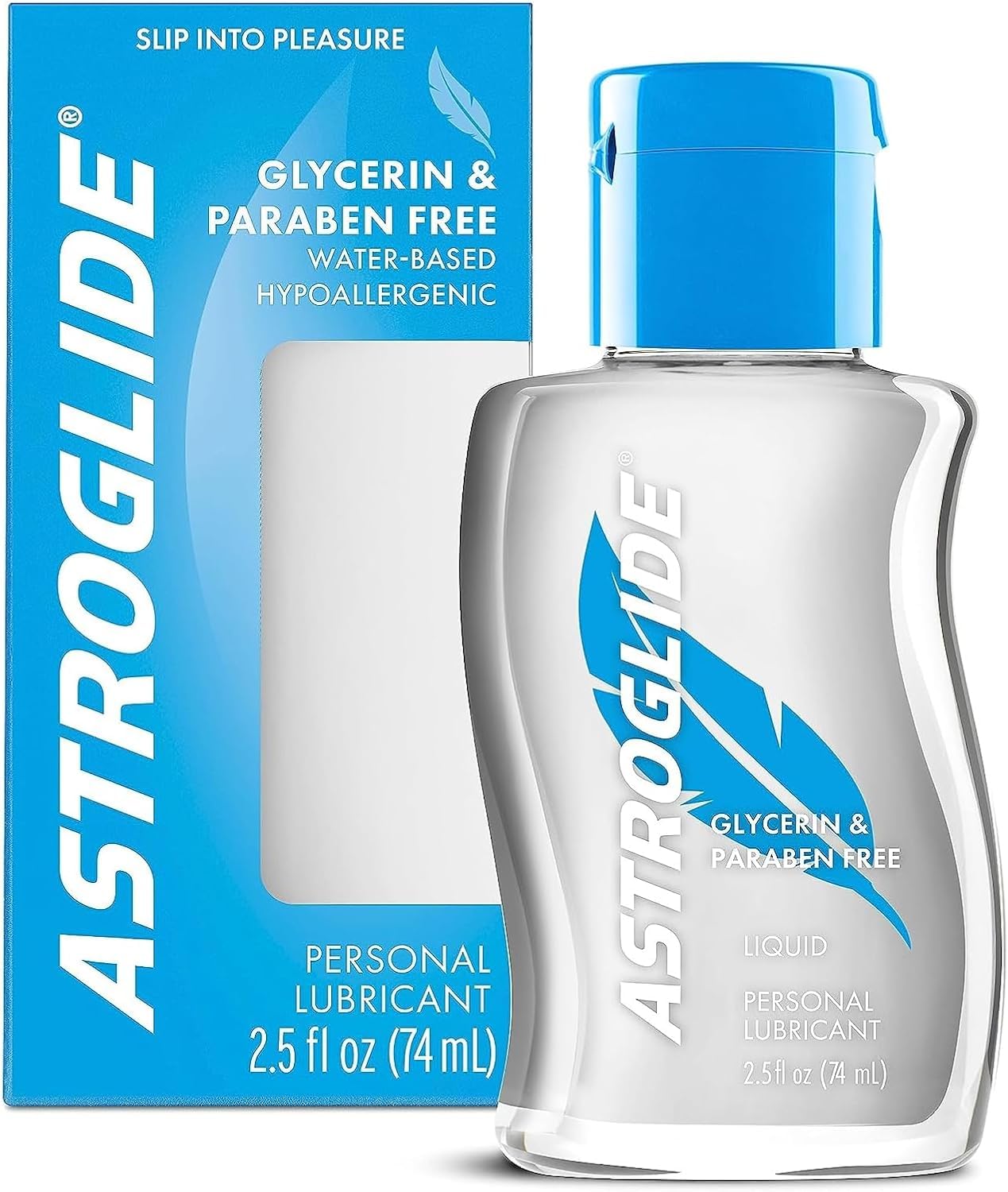 Astroglide Glycerin & Paraben Free Personal Lubricant (2.5oz), Hypoallergenic, Water Based Lube for Easy Clean-Up, Long-Lasting Pleasure, Travel-Friendly Size, Anal Safe, Dr. Recommended Brand