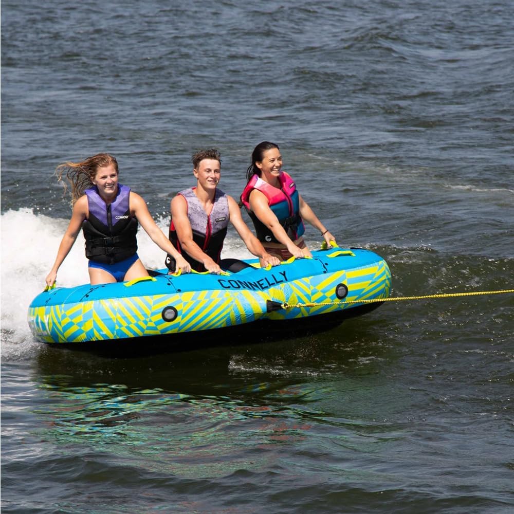 Connelly Destroyer 3 Towable Tube, Blue/Yellow, 67" L x 94" W (deflated)