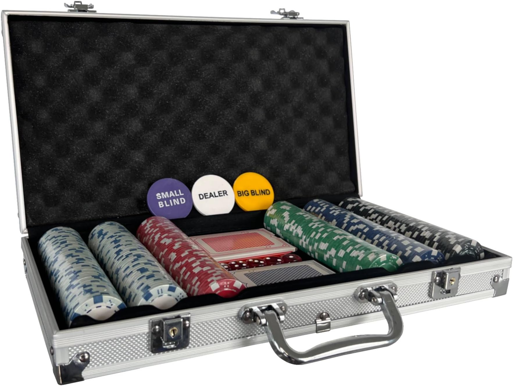 Poker Set - 300 Piece Texas Hold Em Complete With Chips, Cards, Dice, And Casino Style Case