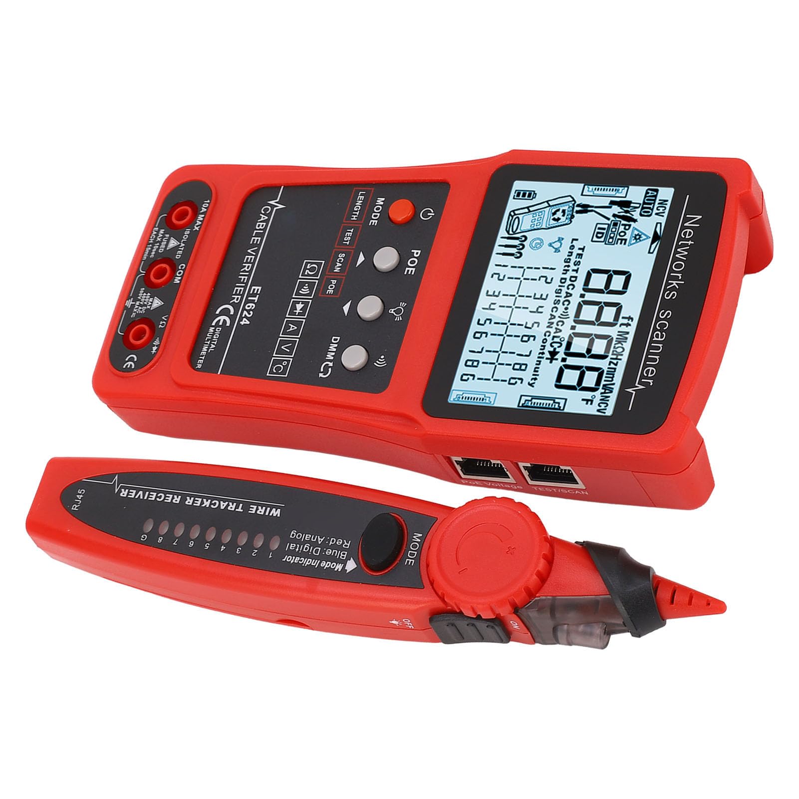 Aramox Tester Kabli Sieciowych ABS, Miernik Przewodów z Portem Testowym POE