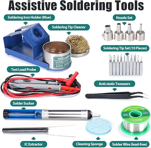 Miniatura 7 de YIHUA 853D 2A USB - Estación de soldadura SMD y retrabajo de aire caliente fuente de alimentación CC 0-15 V 0-2 A con puerto de carga USB de 5 V y