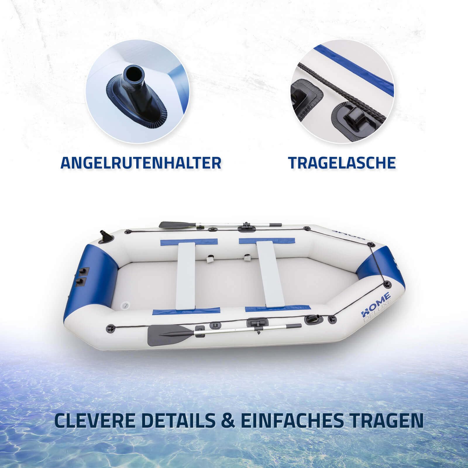 Home Deluxe - Embarcación neumática Pike Material: PVC Resistente I Embarcación Auxiliar, lancha motora, Barca de remos - selección de Variantes