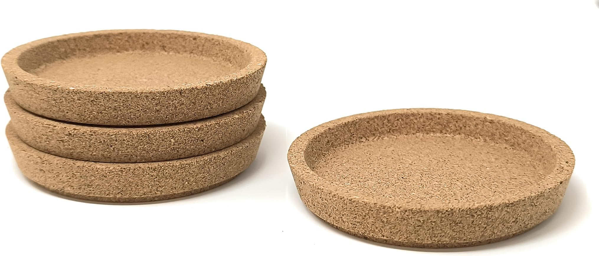 365+ Cork Coasters with Deep Groove Insert 4 (10cm), Protect Tabletop Surface, Great Hack Jewelry Dish (4, 4 Diameter)