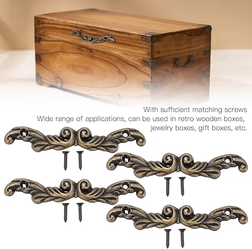 Miniatura 2 de TOPINCN Mango de cajón, exquisito patrón antiguo, tiradores de cajón con tornillos para gabinetes para cajas de madera para cajas de regalo