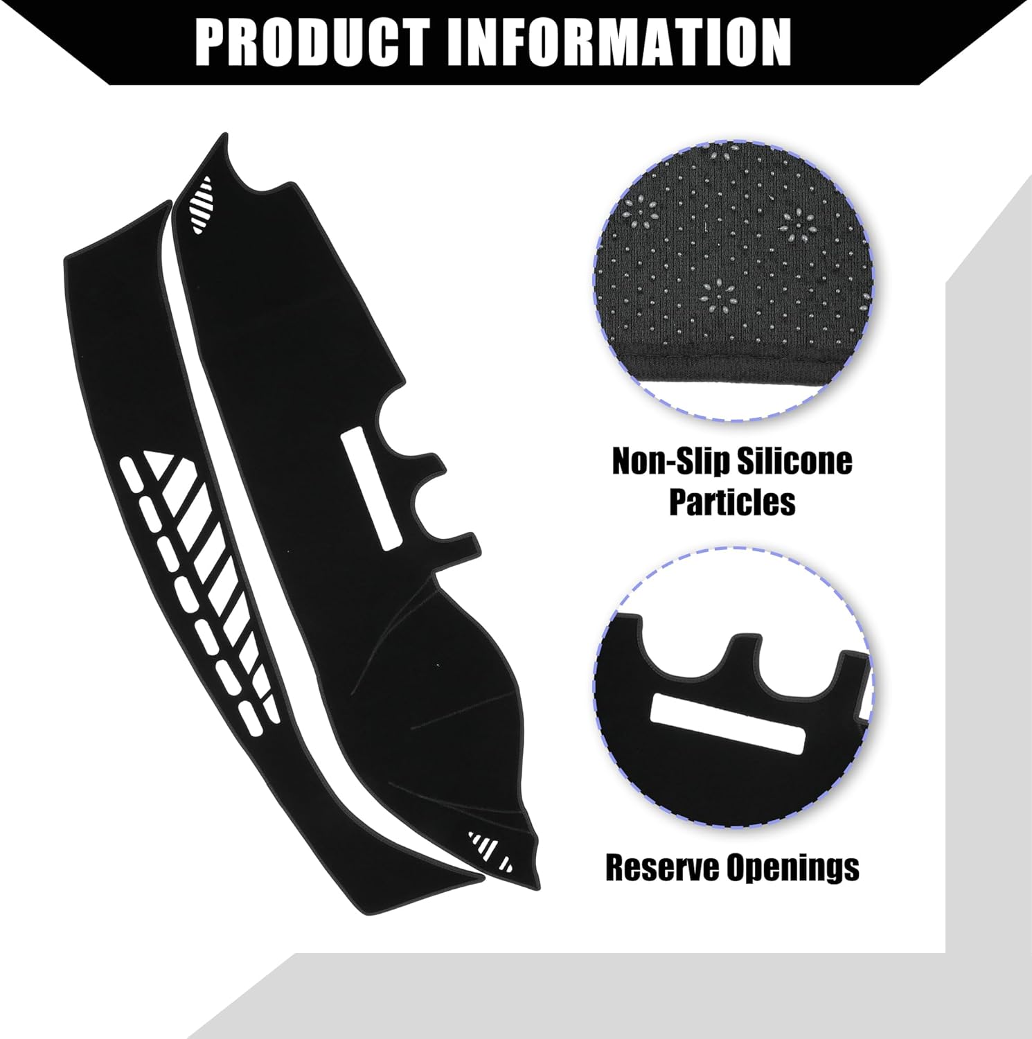 Dashboard Cover for Audi A3 2014-2020, Polyester Non-Slip Dash Board Mat with Anti-Glare Sunshade Protector for Left Hand Drive (Black)