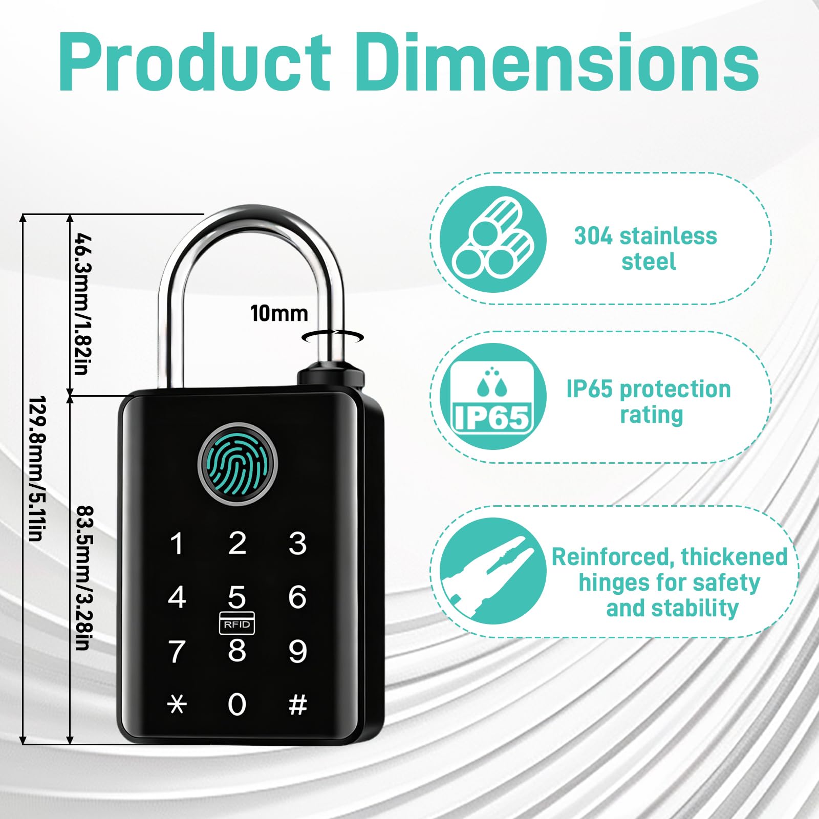 Cadenas intelligent IP67 : empreinte, code, appli, clé. Résiste aux intempéries. Idéal pour casier, cave, porte jardin, armoire. Sécurisé et polyvalent.
