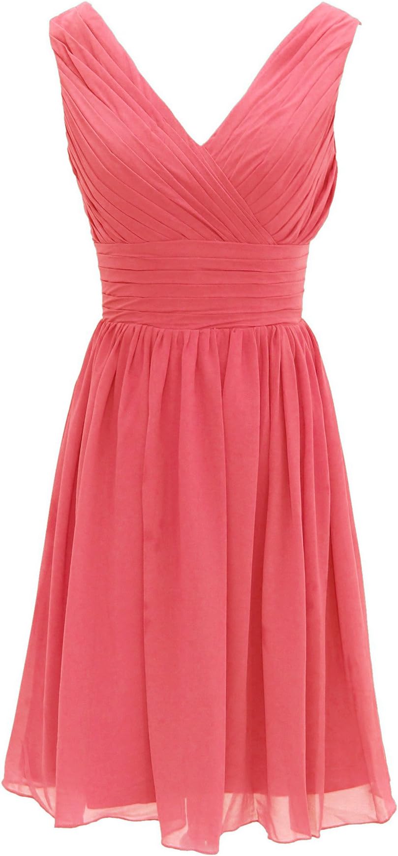 Dressystar Short Bridesmaid Dress Chiffon Party Evening Dress Coral Size 16W