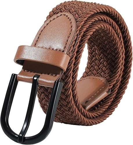 AWAYTR Cinturón trenzado elástico para niños, cinturón de béisbol de golf elástico con hebilla de pasador negro para niños y niñas de 4 a 12 años