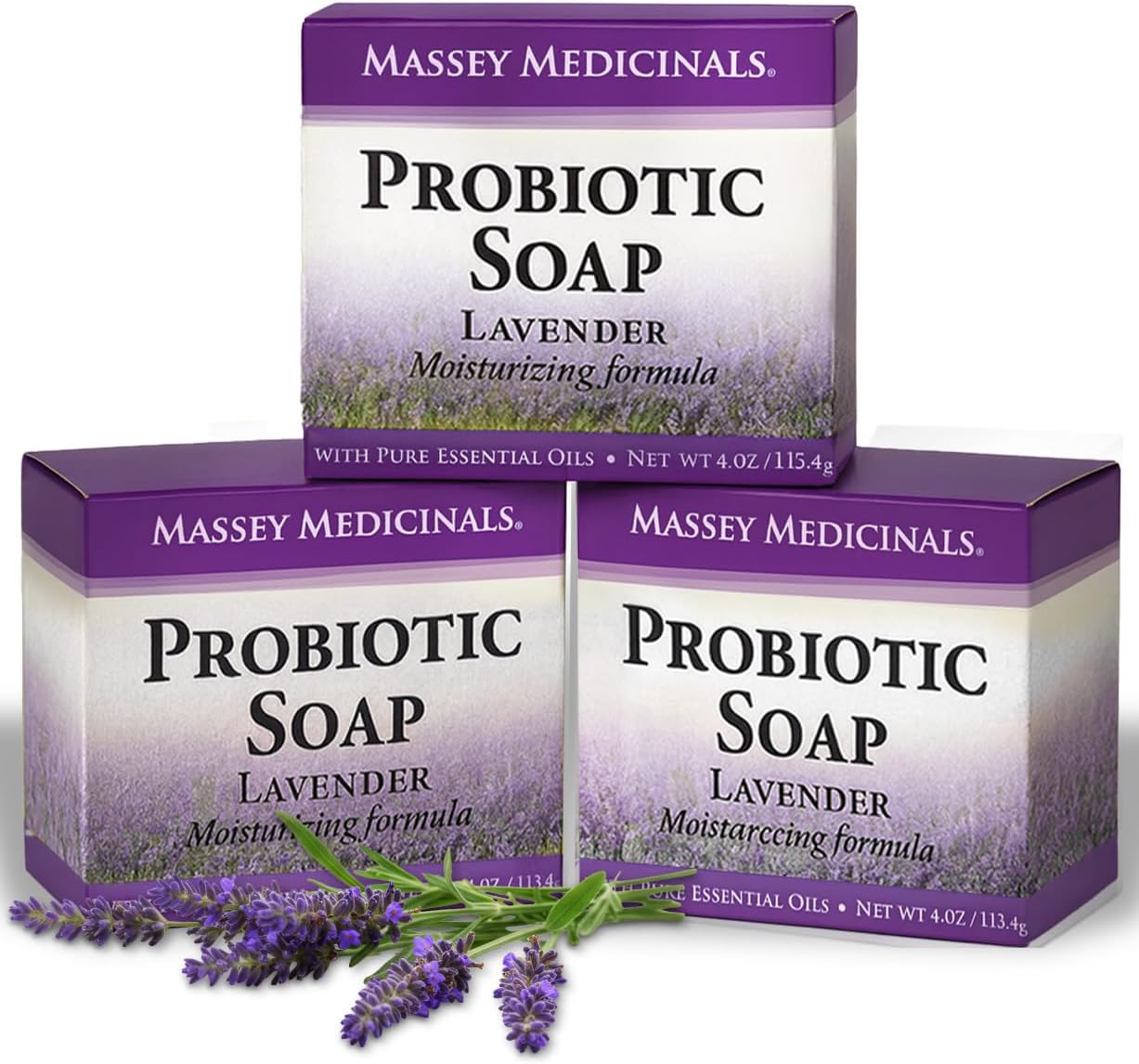 Three (3) Bars of Probiotic Lavender Soap 4 oz - 3 bars