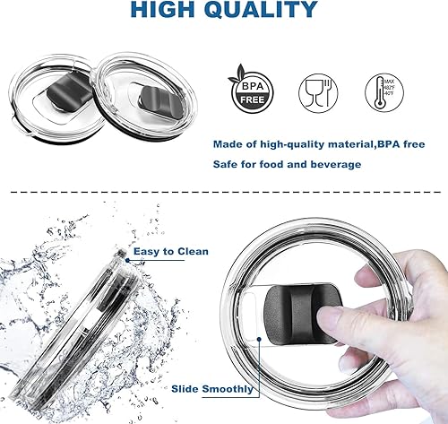 Miniatura 4 de YETI - Paquete de 2 tapas de repuesto de 30 onzas para YETI con 2 deslizadores magnéticos de repuesto (espuma de mar + rojo), a prueba de derrames,