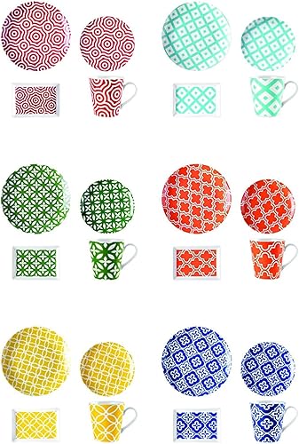 Miniatura 7 de Casablanca - Juego de vajilla de porcelana para 6 personas, 24 piezas, apto para lavavajillas