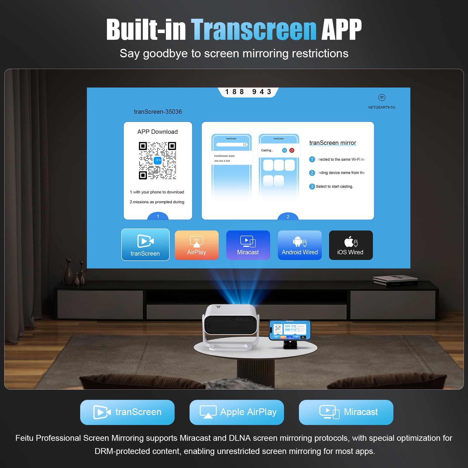 Wielio Proyector de Google TV 2026, aplicaciones integradas, nativo 1080P 4K, compatible con WiFi 6, Bluetooth 5.2, 20000 lúmenes, bajo ruido de ventilador (<30 dB), proyector de cine en casa para iOS