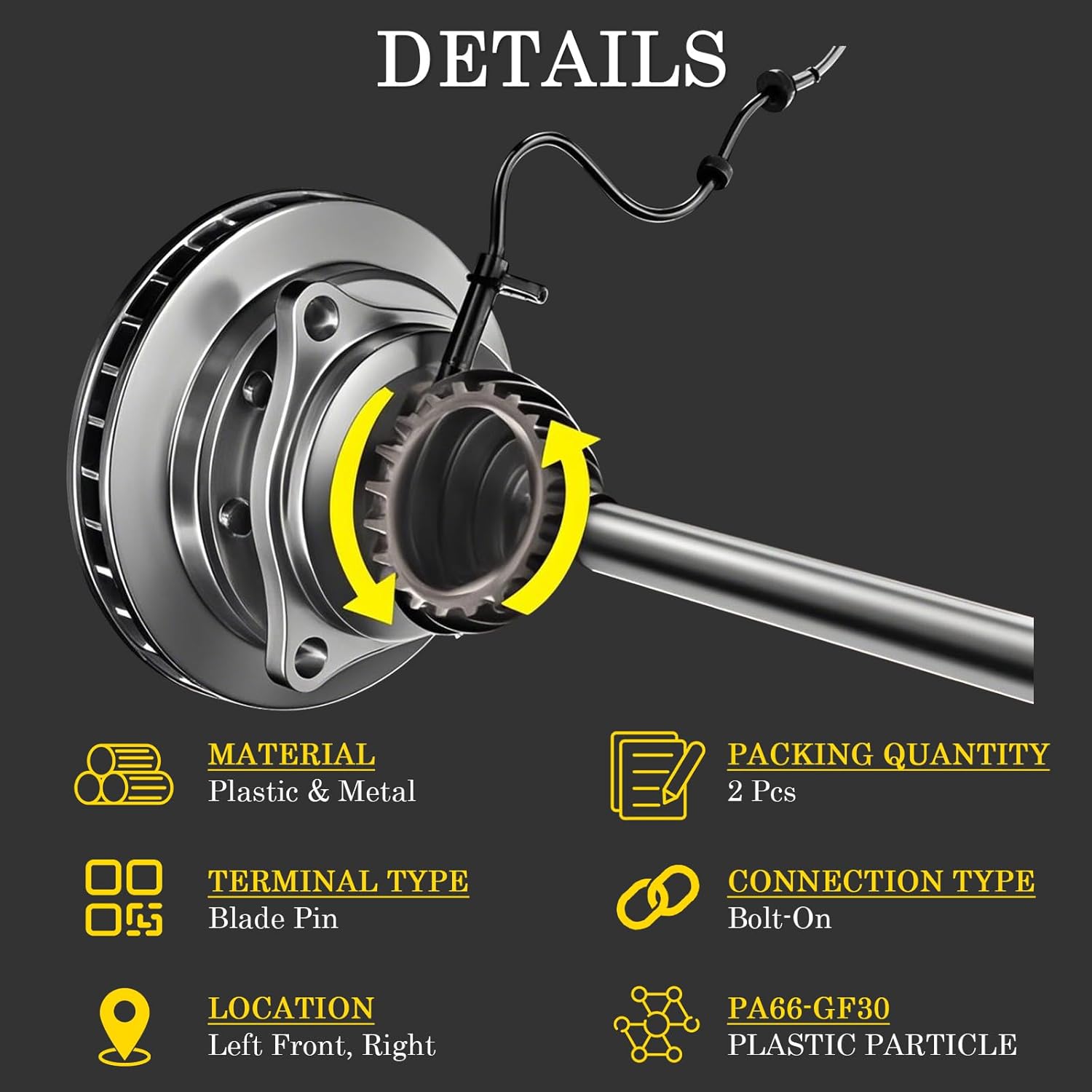 Ensun 2PCS Rear Hub Bearing ABS Speed Sensor Compatible with 2014-2019 Sonata, 2016-2021 Tucson, 2019-2022 Veloster N, 2016-2020 Cadenza,2015-2020 Optima, 2016-2022 Sportage