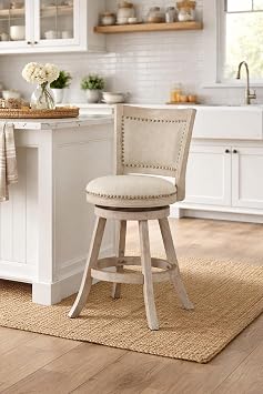 Boraam Melrose 24 Swivel Counter Stool, Ivory