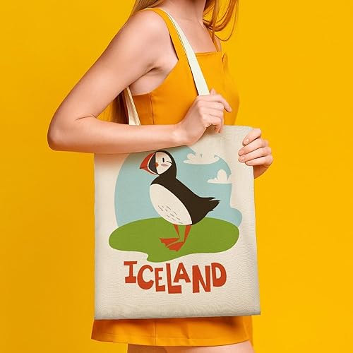 Miniatura 7 de Puffin of Iceland - Bolsa de lona para el hombro, reutilizable, para compras, regalo, 15 x 16 pulgadas