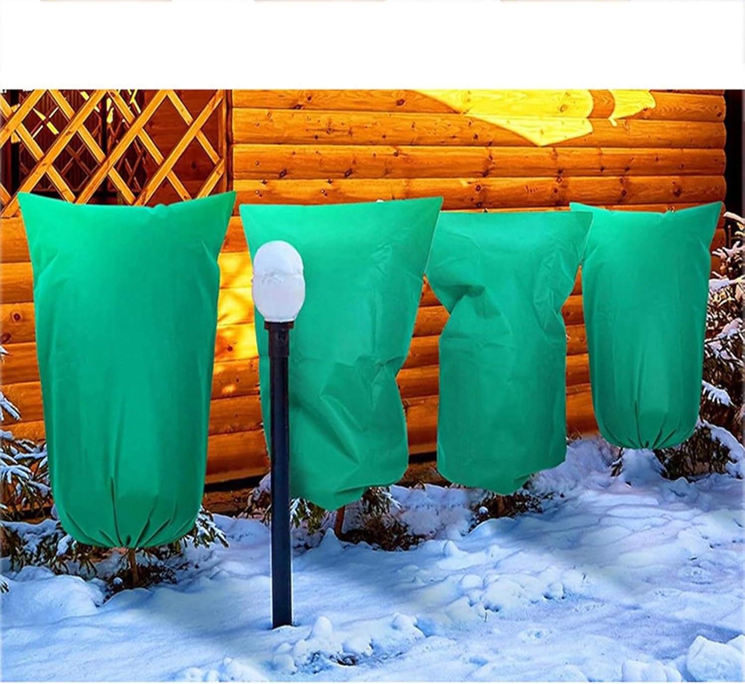 5-Piece Plant Cover Set, Winter Tree Frost Protection Cover, with Drawstring Pouch, Suitable for Outdoor Plants, Shrubs, and Potted Plants(Green,71x94in(5-Pack))