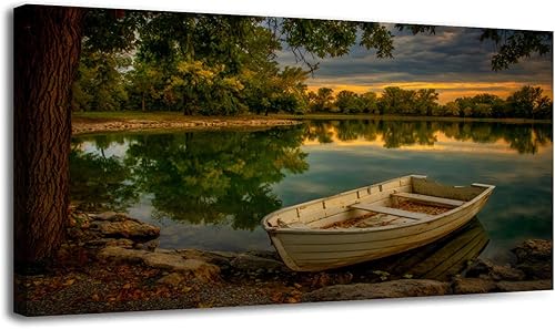 Miniatura 20 de 20"x 40" Canvas Wall Art Forest Green Nature Landscape Vintage Oak Tree Sunrise Mountain Framed Pictures Painting Prints Large Wall Art for Living