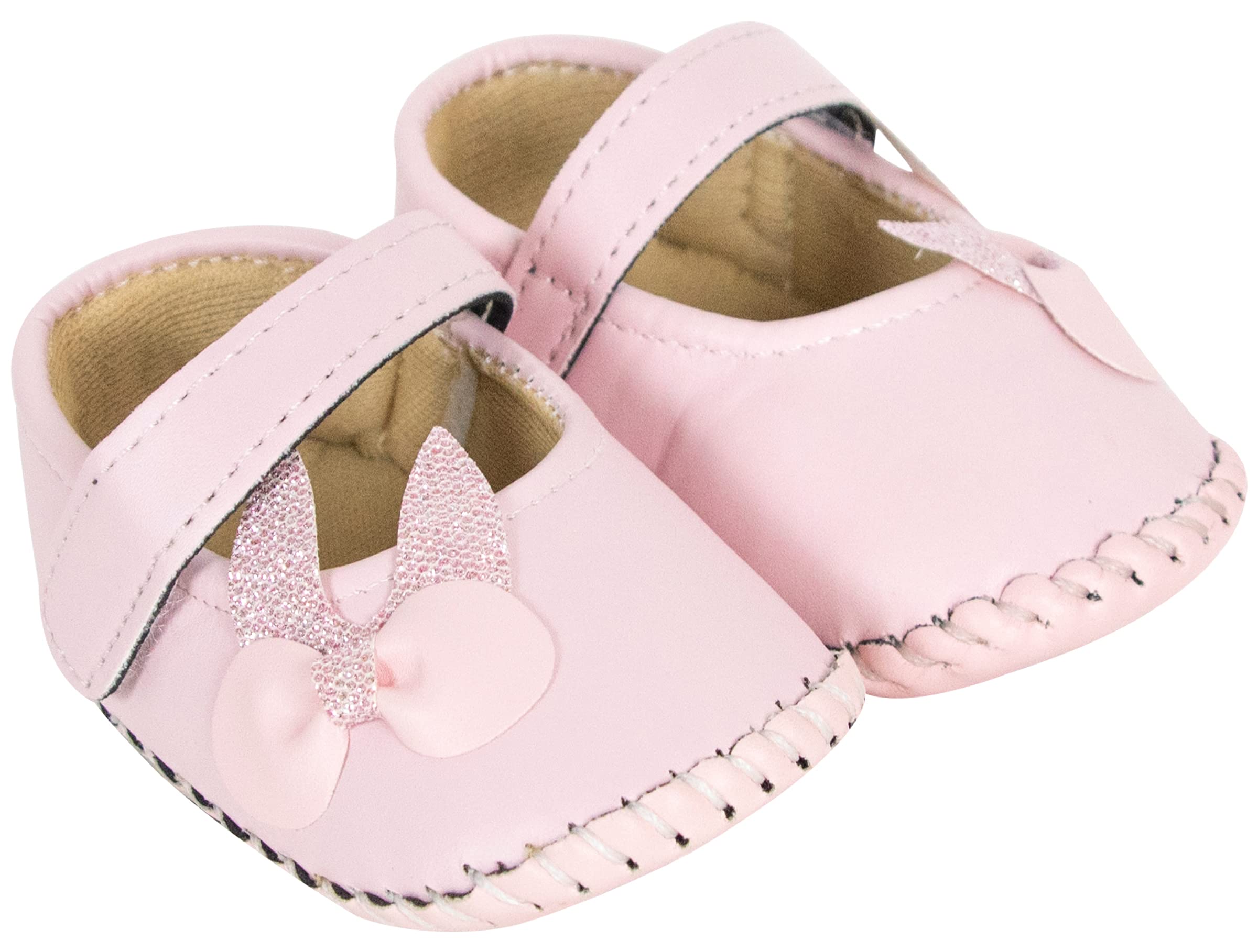 Baby Girls Synthetic Leather Hook & Loop Loafer Booties/Shoes For 6 To 12 Months -BT908