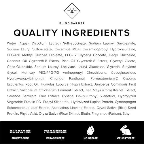 Miniatura 7 de Blind Barber Lemongrass Tea Body Wash  Gel de baño diario sin sulfatos para hombres con aroma a limoncillo deja la piel limpia e hidratada sin