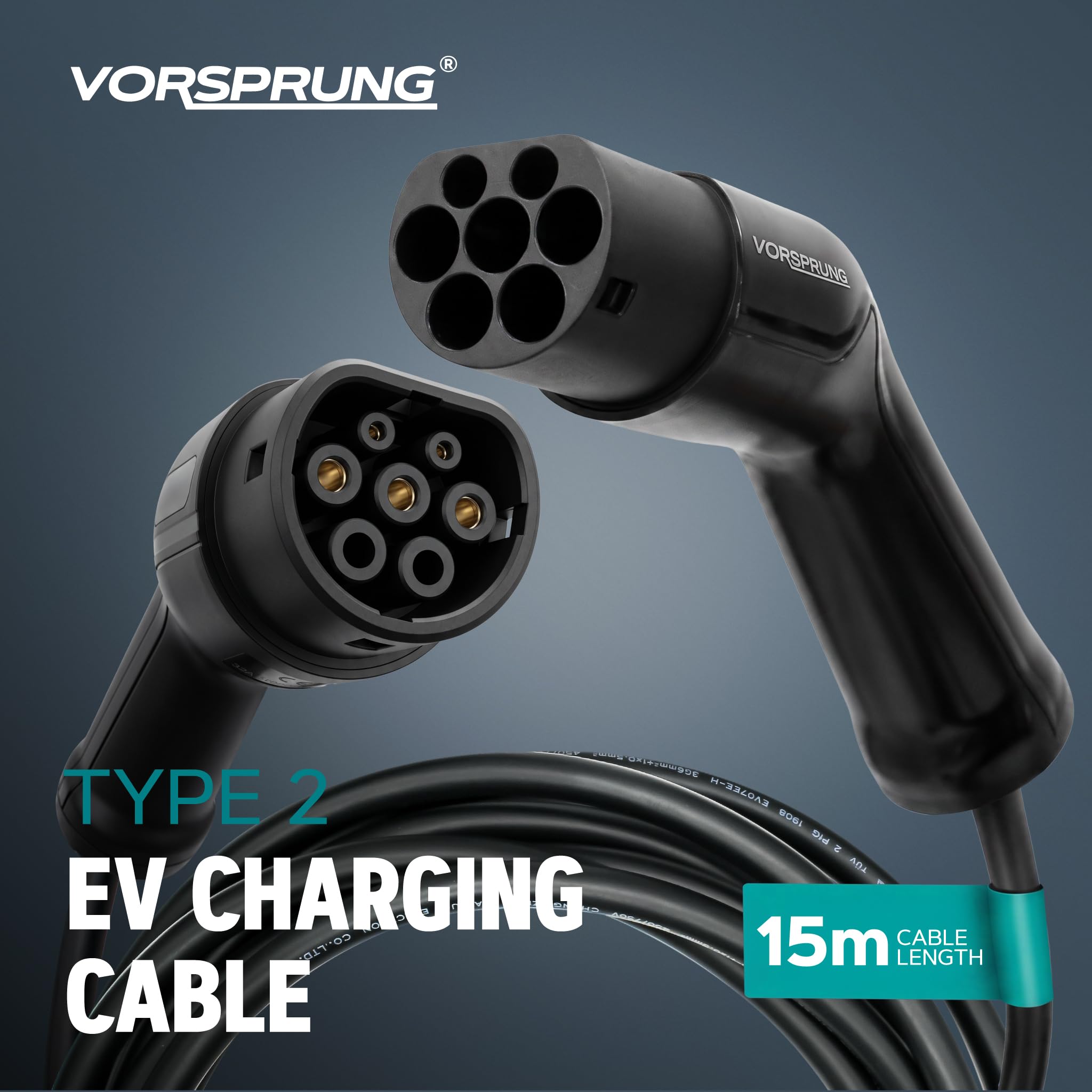 Amazon.co.jp: Vorsprung タイプ2 EV充電ケーブル 15M 32A 7.68kW 電気
