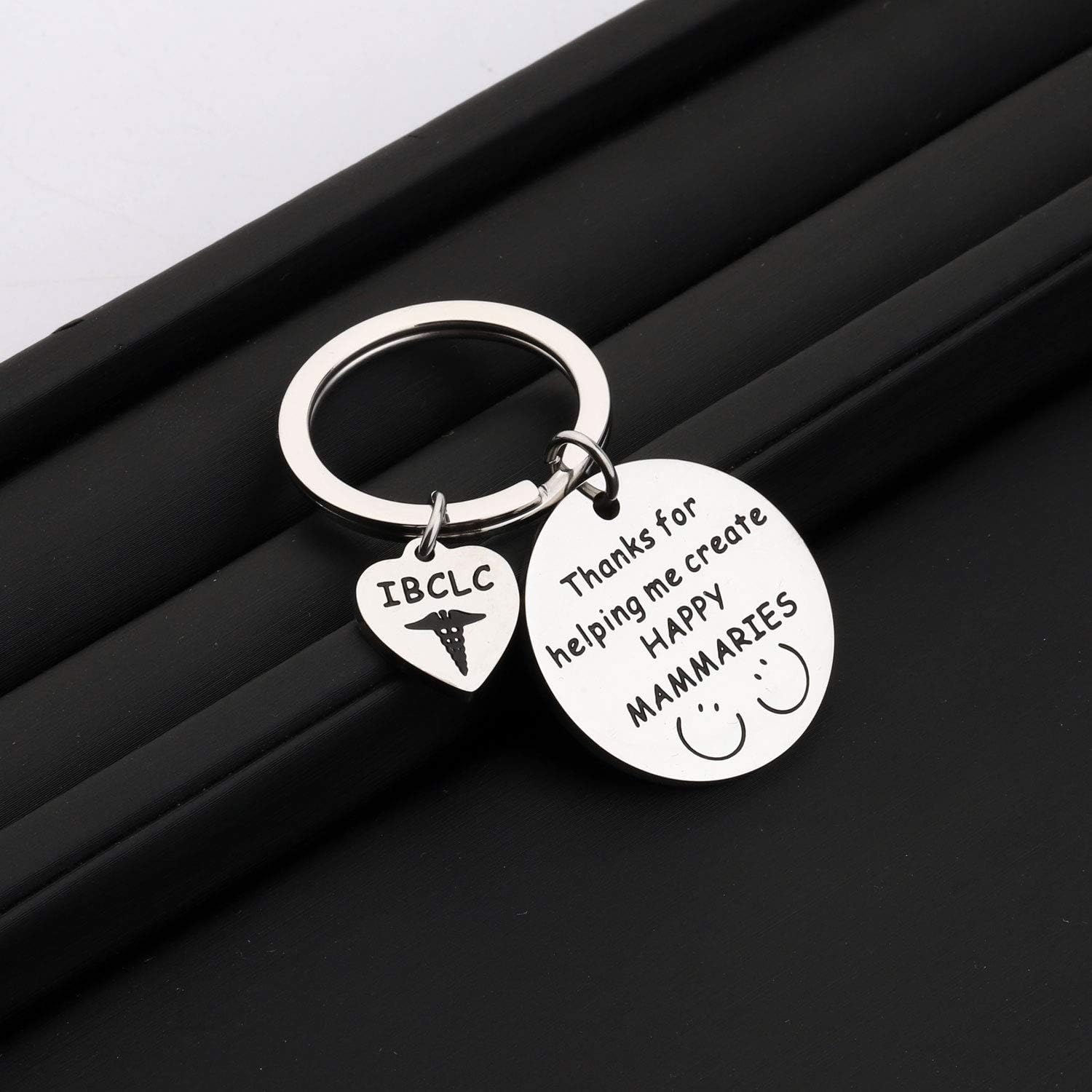 FOTAP Lactation Consultant Gift Thanks For Helping Me Create Happy Mammaries Keychain IBCLC Gift Breastfeeding Jewelry image 3