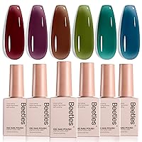 Vista 42 de beetles - Juego de esmaltes en gel color borgoña – Berry Merlot 6, ciruela, cereza, moca, rojo, otoño-invierno, morado oscuro, vino púrpura oscuro