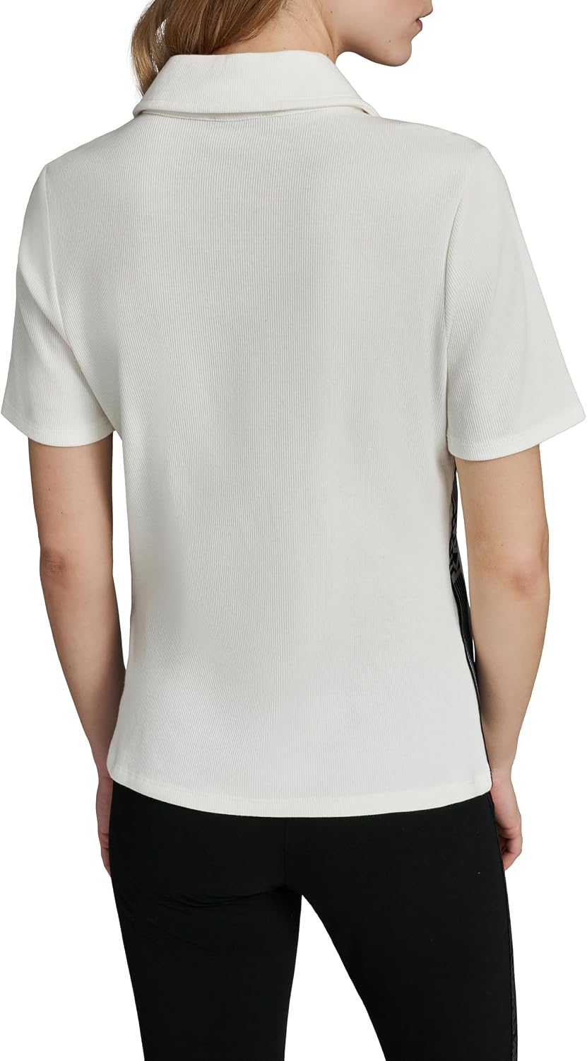 Karl Lagerfeld Women's Athleisure Comfortable Logo Tape Collared Polo Top