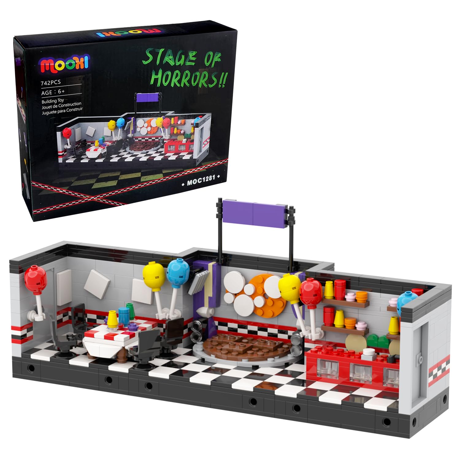 MOC FNAF Stage Building Set,Creative Cute Building Blocks Children Kits,Halloween for Kids(745pcs)