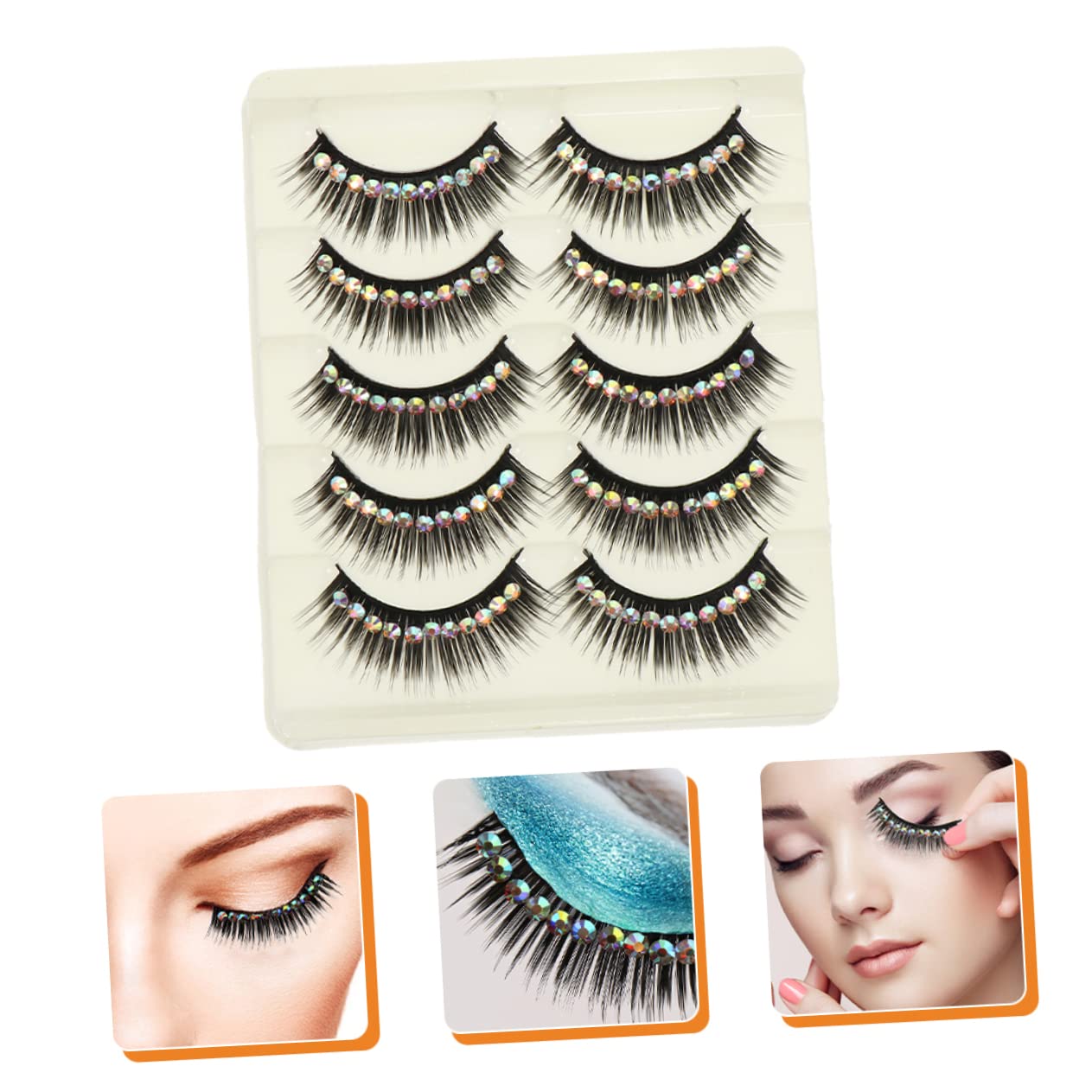 Ipetboom 50pares Pestañas Postizas Brillantes y Dramáticas Para Mujeres y Niñas De Largas Pestañas Artificiales Decoración De Diamantes Falsos Para Eventos y Fiesta