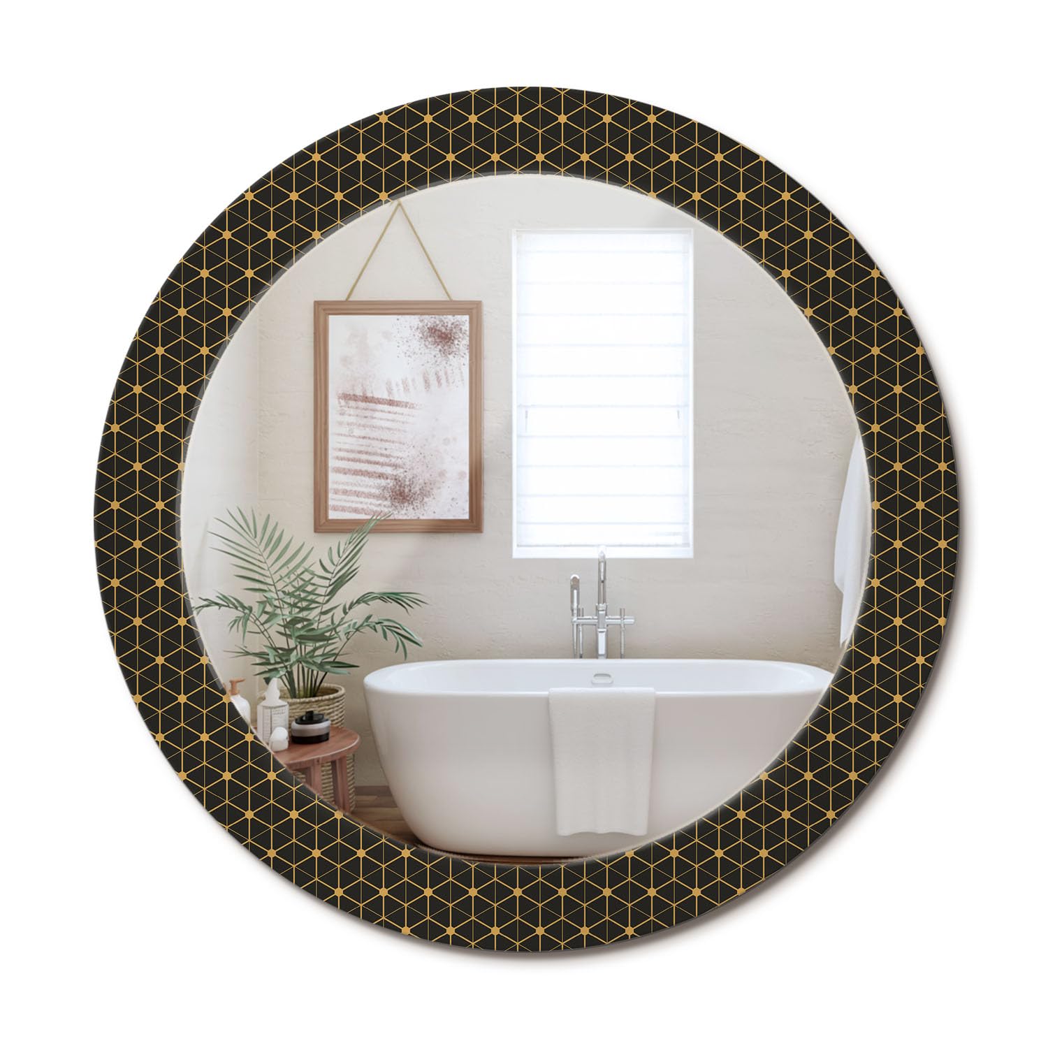 Miroir mural rond style artistique fi70 pour illuminer et décorer votre salon chic