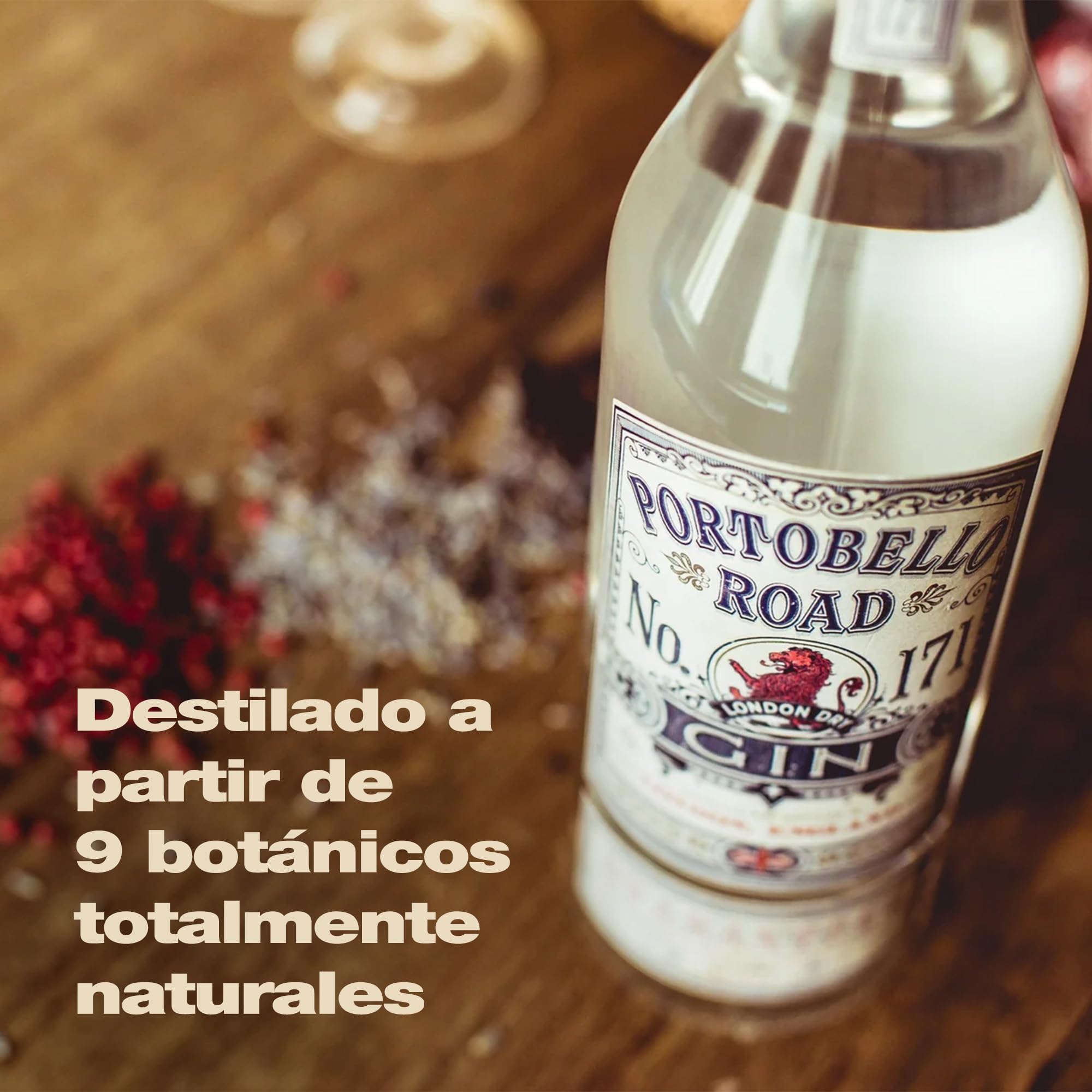 Ginebra Portobello Road No. 171 – Destilación Artesanal con 9 Botánicos – 70 ml – Ginebra Clásica con Perfil Cítrico y Especiado – 42% Vol