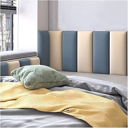 Cabeceros autoadhesivos, tapizados 3D anticolisión, paneles insonorizados montados en la pared para decoración de cama (color beige, tamaño 16 x 16