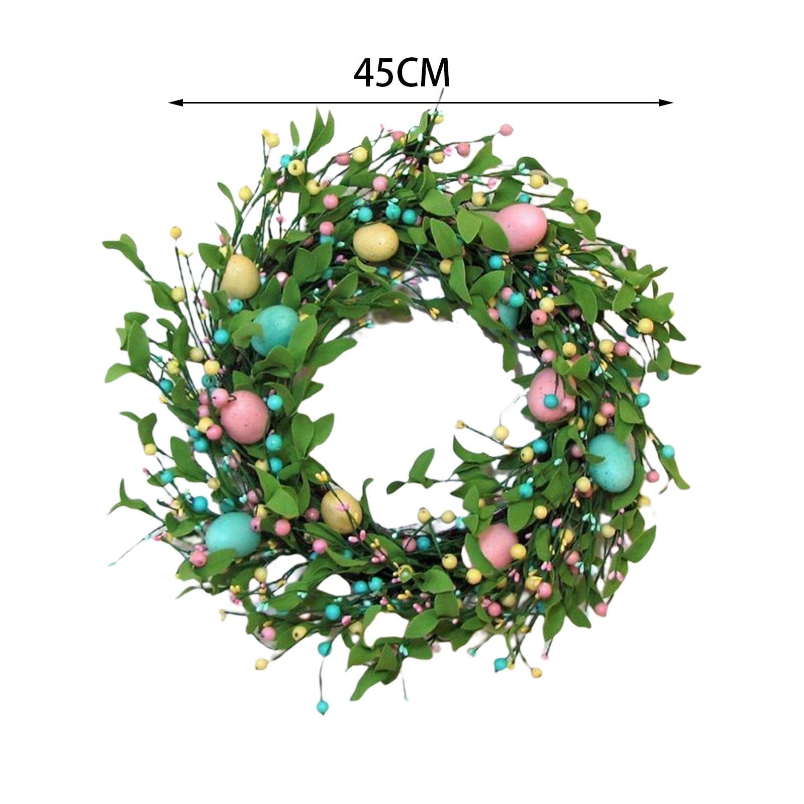 Corona Redonda de Pascua, Colgante de Primavera para Puerta Principal, Guirnalda de Flores Artificiales para Porche, Celebr, estilo yo, tal como se describe