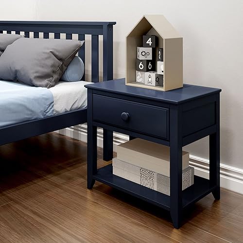 Miniatura 14 de Max & Lily Mesita de noche clásica de madera con estantes, mesita de noche para niños, mesita de noche pequeña para dormitorio, azul