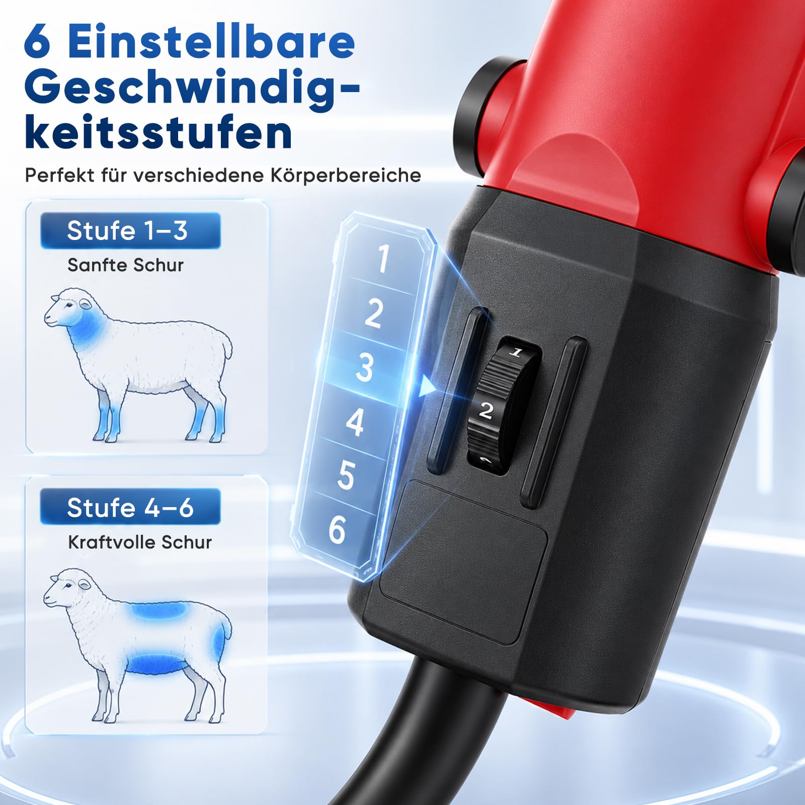 Tosatrice per pecore, 1000 W, tosatrice professionale per pecore e cavalli, con custodia, 6 velocità e cavo di alimentazione da 3 m, tosatrice elettrica per pecore 3200 giri/min
