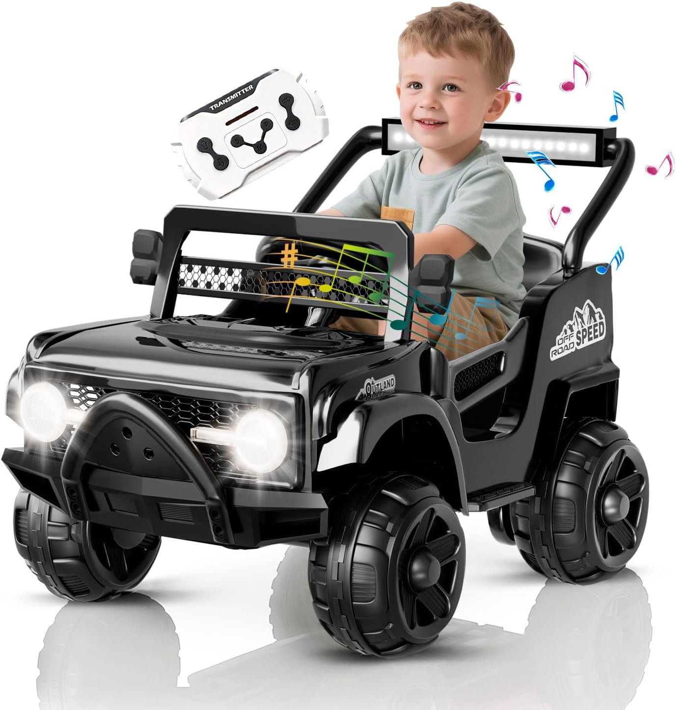 Sportpulse Ride on Electric Toy Car with Remote Control&Bluetooth, 2 * 30W Double Powerful Motors 3.5MPH Kids UTV Power Wheels Vehicles with Spring Shock Absorbers