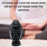 Vista 6 de Amazing Gemstone Black Obsidian Crystal Buddha Head Statue for Zen - Buddah Decor Statue Figurine for Meditation - Adornos Decoraciones Para Salas