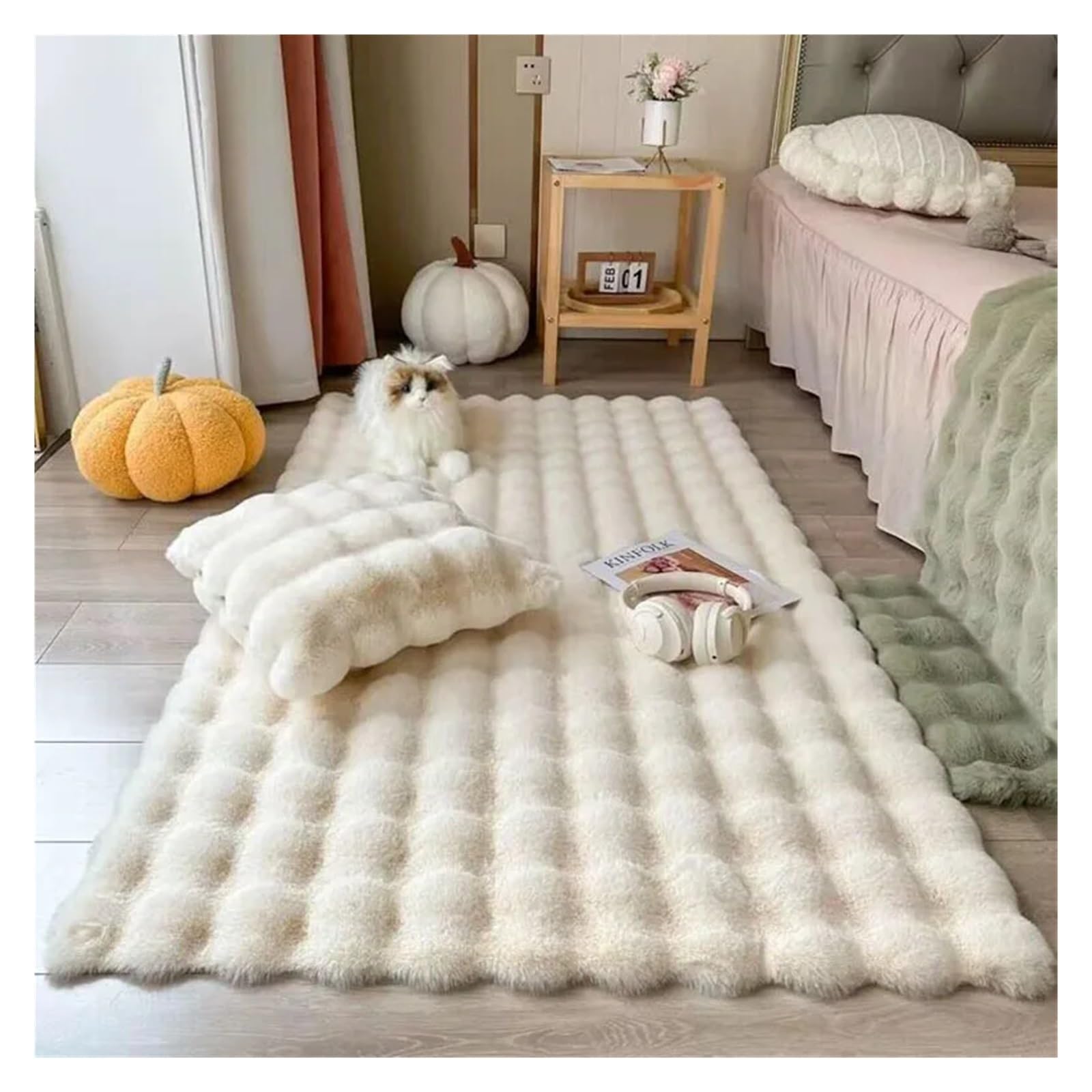 Tapis en peluche à bulles beige pour le salon des enfants