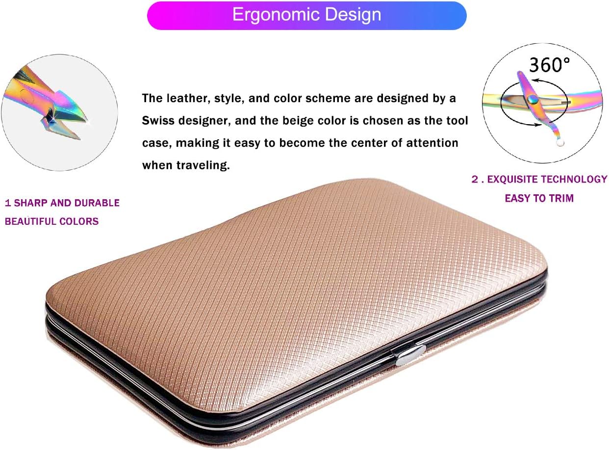 Manicure Set Professional Nail Clippers Kit Pedicure Care Tools- Stainless Steel Women Grooming Kit 18Pcs for Travel or Home (15-Piece Set)