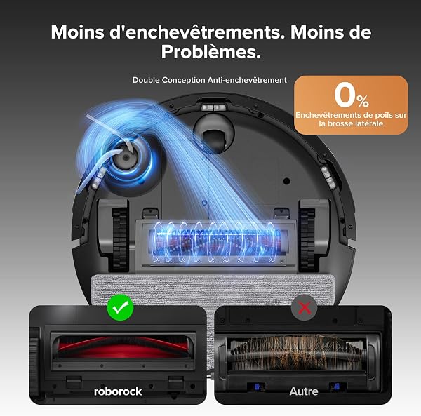 roborock Q10 S5+ Set Aspirateur Robot Laveur avec Station, 10000 Pa Aspiration, Vidage Automatique, Double Anti-emmêlement, Système VibraRise 2.0, Navigation & Cartographie, Évitement d'obstacles, APP - 5