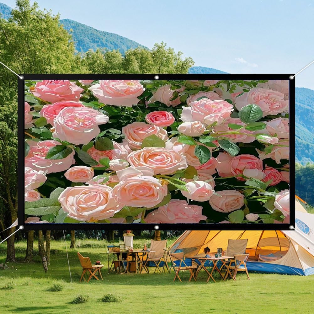 Écran de Projection 133 Pouces, Écran de Projection Portable, Écran de Projection Extérieur 16:9(92in(199x112cm))