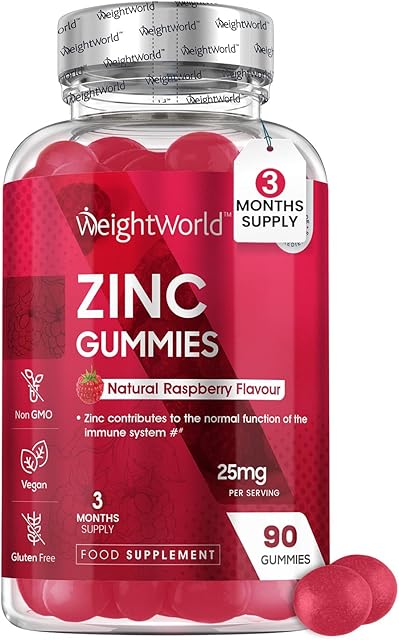 Zinc Gummies 50mg Per 2 Gummy  90 Vegan Zinc Citrate Gummies - Natural Raspberry Flavour Alternative to Bitter Zinc Tablets - Immunity, Skin & Hair Gummies - Zinc Supplement For Men and Women